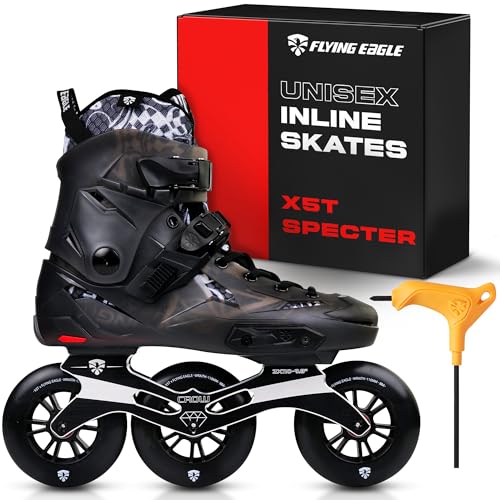 Flying Eagle X5T Spectre Freeskates - Speed Inline Skates for Men, Women & Teens, Tri Inline Skates, Black, Size 36