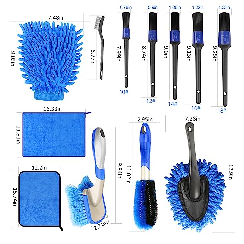 Didilor Car Cleaning Kit 12PCS Car Detailing Kit Wheel Cleaning Brush Tyre Brush Wire Brush Exterior and Interior car washing set for Car Motorcycle Bike Cleaning Wheels, Engine, Emblems, Air Vents - Image 2