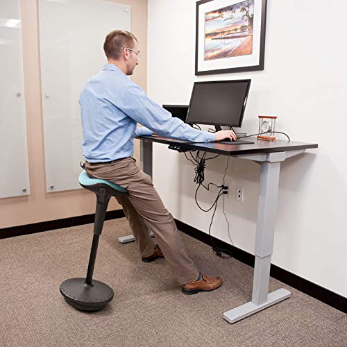 Image of JUMMICO Standing Desk Stool Adjustable-Height Active Learning Standing Chair Tall Swivel Sitting Balance Chair for Office Home School Comfortable and Breathable Seat (Blue)