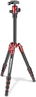 Manfrotto Element Traveller Small Aluminum 5-Section Tripod Kit with Ball Head, Element Small 56.3", Red