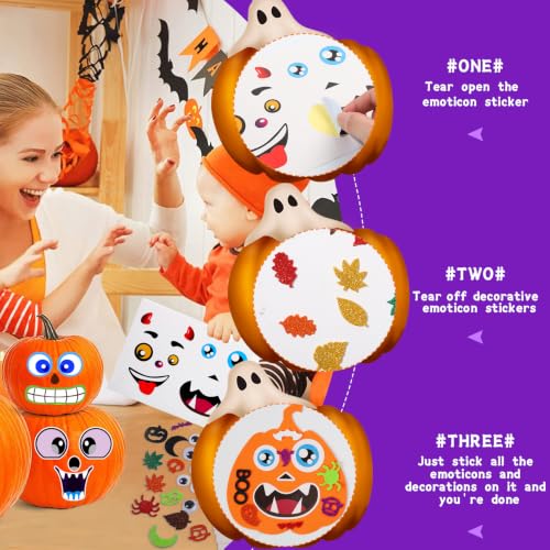 Natonhi 430Pcs Halloween Crafts for Kids, Fall Foam Pumpkin Decorating Kit - image 5