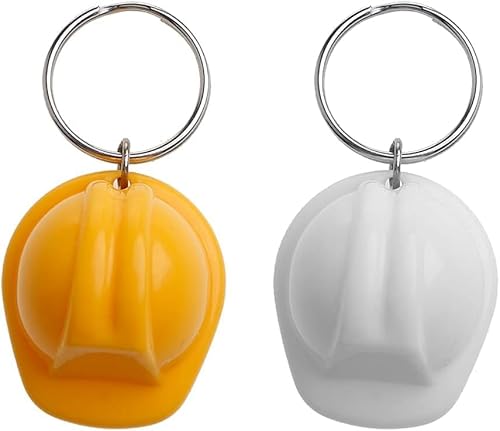 Junfamilee White Plastic Safety Helmet Keychain Key Ring 3D Hard Hat Key Chain Safety Helmet Keychain Jewelry Gift, Car Keychain, Handheld Flashlights thumb #1