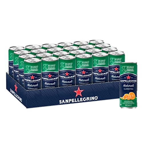 San Pellegrino Clementina Hoher Fruchtanteil 14% an Mandarinen Orangen und Clementinen Ideal für unterwegs 24er Pack (24 x 0,33l) Einweg Dosen