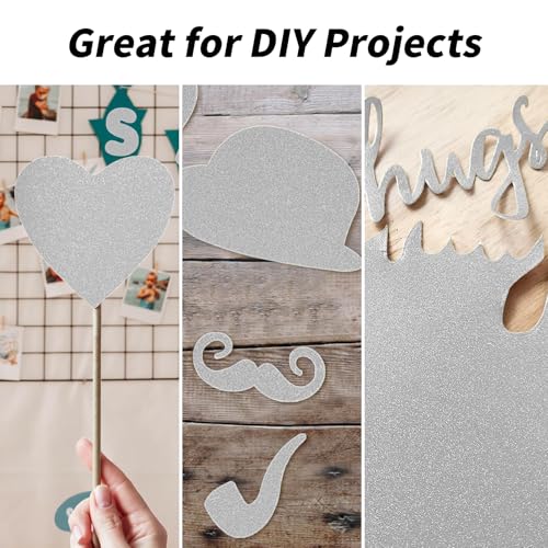 JIEYUCHU 10 Blatt Glitzerpapier, Glitzer Papier A4 Set Silber, Bastelpapier Glitzer für Scrapbooking, Grußkarten, DIY Projekte und Party-Deko