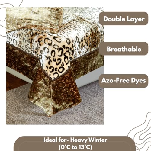 Image of Petals Dreams Blanket Single Bed for Heavy Winter,1100 GSM, 2 Ply, Cloudy Mink Blanket (170x230 cm) (Leopard 04)