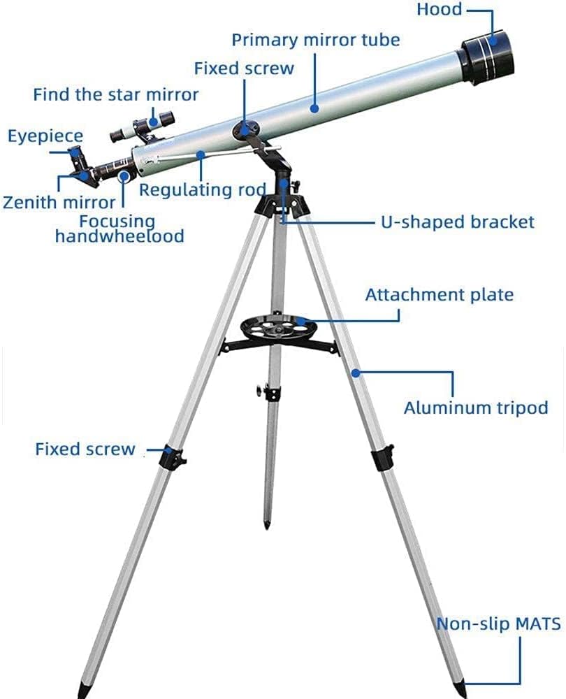 Portable Astronomical Telescope,Refractor Telescope for Kids and Astronomy Beginners with Lightweight Tripod,Phone Mount and Carry Bag,Perfect for Educational Gift (Silver+phonemou