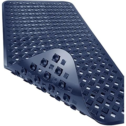 Yimobra Original Bathtub Mat Non Slip, Bath Mats for Tub, Shower Mat with Drain Holes Suction Cups, Machine Washable, BPA, Latex, Phthalate Free, 88 x 40 cm, Navy Blue Cover