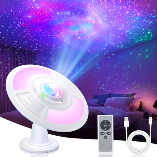 Image of UFO Galaxy Projector, 4K HD Star Projector for Bedroom with 360° Magnetic Rotation, Dynamic Starry Aurora Effects, 3600mAh Battery, Timer & Remote – Home Theater, Kids Night Light, Romantic Decor