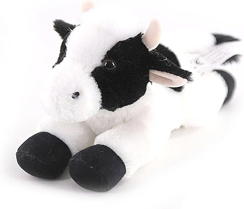 The Petting Zoo - Peluche de vaca, regalos para niños, animales silvestres Scoopz, peluche de vaca blanca, 8 pulgadas