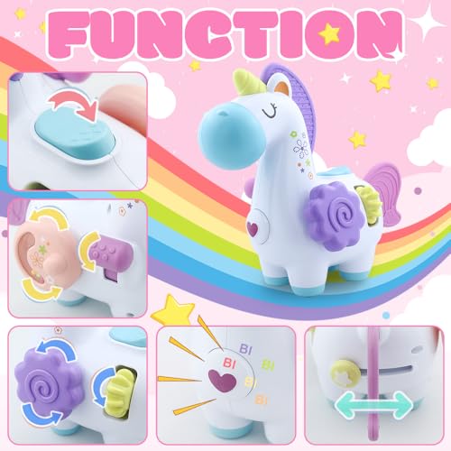 Image of Baby Teething Toy with Sensory Features, Montessori Toys with Soft and Safe Material - Ideal for Indoor and Outdoor Play (Unicorn)