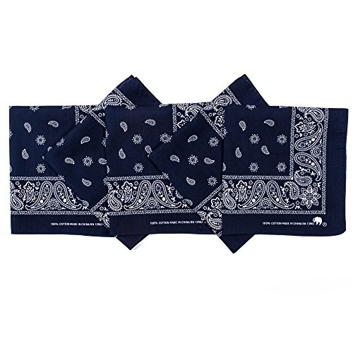 Original Elephant Brand Bandanas 100% Cotton Since 1898-5 Pack (Navy)