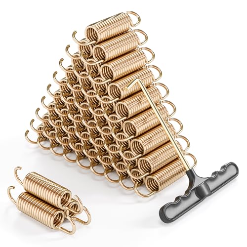 YONSIN 3.5 Inch Trampoline Springs Heavy Duty with Swivel & Straight Hooks, Stainless Steel Trampoline Accessories Ideal Spring Replacement, Includes T-Hook Tool, Pack of 48
