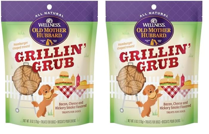 Photo 1 of 9/22/24**Old Mother Hubbard by Wellness Grillin' Grub Bacon, Cheese & Hickory Smoke Flavored Natural Dog Treats, Crunchy Oven-Baked Biscuits, Ideal for Training, 6 ounce bag