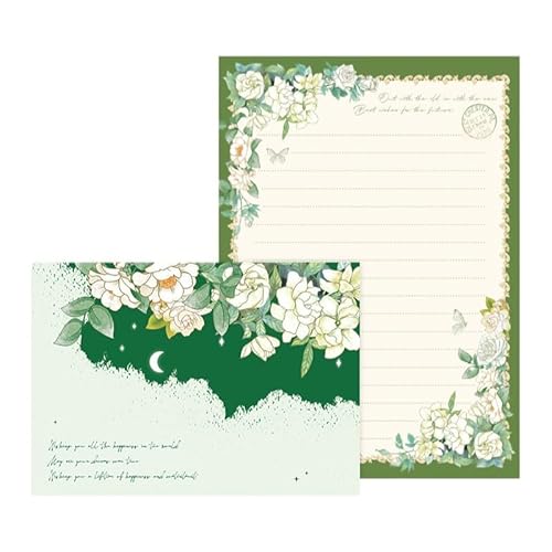 レターセット フローラルバタフライ 【グリーン】 絵柄3種 封筒4枚 便箋4枚 セット 花 蝶 ちょうちょ フラワー 手紙 招待状 挨拶状