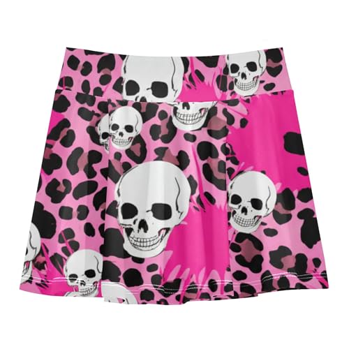 Joisal Tennis Skirts Toddler Leopard Print Skulls Pink Splashes Girls' Shorts Athletic Skorts Cute Comfy Flowy Skirt 4t