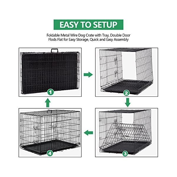 24” Foldable Metal Wire Dog Crate Double Door, Folding Portable Dog Cage Double Lock, Collapsible Small Dog Crate w/ Leak-Proof Pan/Divider/Handle, Puppy Crate Dog Kennel for Small Dogs Indoor 24” Foldable Metal Wire Dog Crate Double Door, Folding Portable Dog Cage Double Lock, Collapsible Small Dog Crate w/ Leak-Proof Pan/Divider/Handle, Puppy Crate Dog Kennel for Small Dogs Indoor