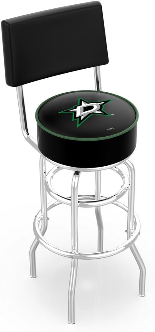 L7C4 Dallas Stars 25" Double-Ring Swivel Counter Stool with Chrome Finish