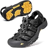 [MERPHINE] スポーツ サンダル メンズ 水陸両用 アウトドアサンダル サンダルスニーカー スポーツさんだる ウォーターサンダル 男性さんだる おしゃれ 夏用 キャンプ 登山 川 海 軽量 防滑 グレイブラック 27.5cm