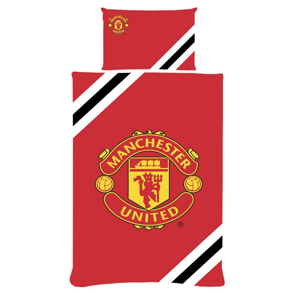 FOCO Officially Licensed Manchester United FC Football Core Strip Single Duvet Cover Bedding Set