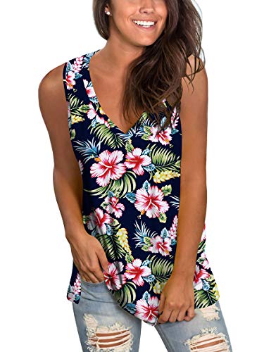 SAMPEEL Womens Summer Tank Tops Basic Tanks V Neck Sleeveless T Shirts Side Split2