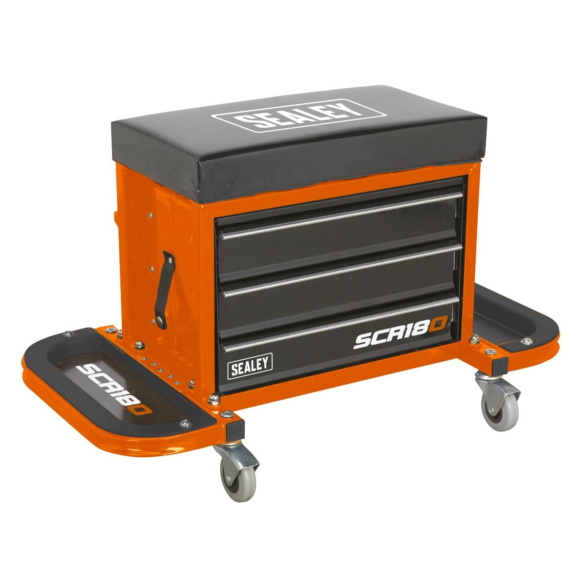 Sealey SCR18R Mechanics Utility Seat Toolbox Hi-Vis RED
