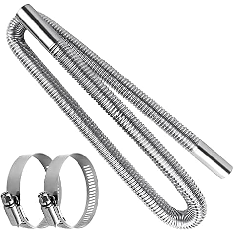 FYting Car Exhaust Hose, 120cm Exhaust Pipe Hose Stainless Steel Exhaust Pipe Gas Vent Hose Exhaust Hose for Car Heater Tank Cars Air Diesel Heater (Silver) Cover