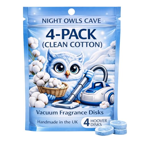 Handmade Scented Hoover Discs - Elevate Your Vacuum Game with Fresh Long-Lasting Fragrances | 4 Pack 30MM | Extra Strength Vacuum Disc Fresheners (Clean Cotton)