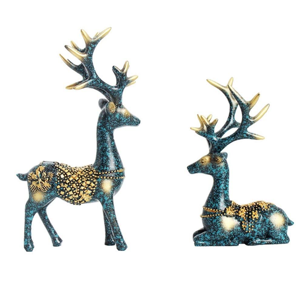 Kopida Forest Animals Figures, Deer Figures Decor Set, Cute Cartoon Figurine Statue Decoration Cake Toppers, Fairy Garden Deer Ornament for Car Dashboard Home Office Desktop Gift