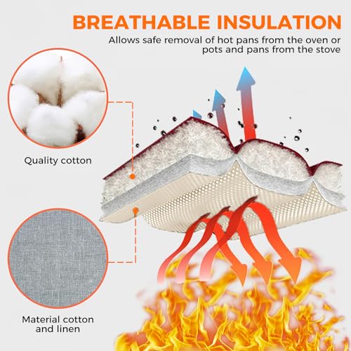 Auruza 4Pcs Oven Mitts And Pot Holders Sets 500°F Pot Holders For Kitchen Heat Resistant Oven Gloves Anti-Slip Silicone Stripe Oven Mitts Heat Resistant Hot Pads Oven Mits Potholders For Kitchens thumb #4
