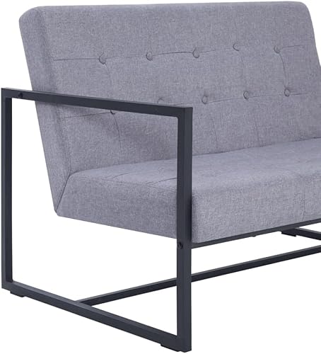 Miniatura 7 de CUSON Sofá de 2 plazas con reposabrazos | Moderno sofá de 2 asientos con patas de metal | Sofá de sala de estar de poliéster con marco de madera |