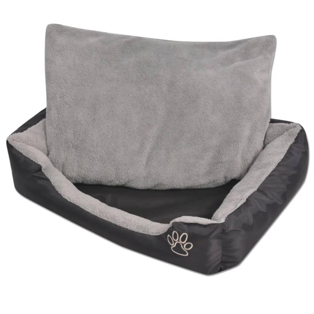 Cama para perros tamaño M negro 65 x 48 x 18 cm cama para mascotas con cojín acolchado de piel sintética para perros y gatos, tela Oxford antideslizante para interiores y cajas de transporte