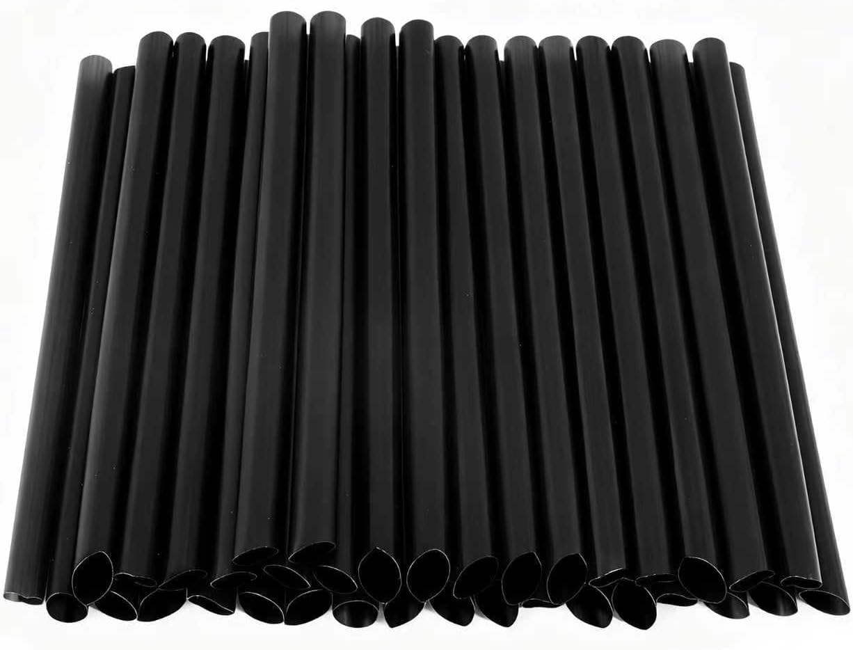 ボバストロー100本。スムージー用個別包装ストロー、使い捨てストロー、ミルクセーキ、バブルティー、濃厚なドリンク(ブラック)。