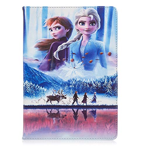 iPad 10.2 Cartoon Case, Hwota Cute Cartoon Fashion Elsa Anna Olaf Flip Folio Stand Leather Case Auto Smart Cover for iPad Air 3/iPad Pro 10.5/iPad 10.2 2019 (Elsa Anna)