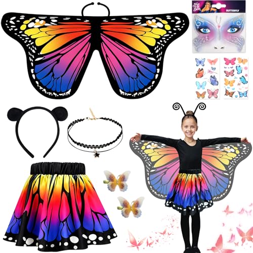 Déguisement carnaval enfant avec cape ailes papillon et jupe cosplay