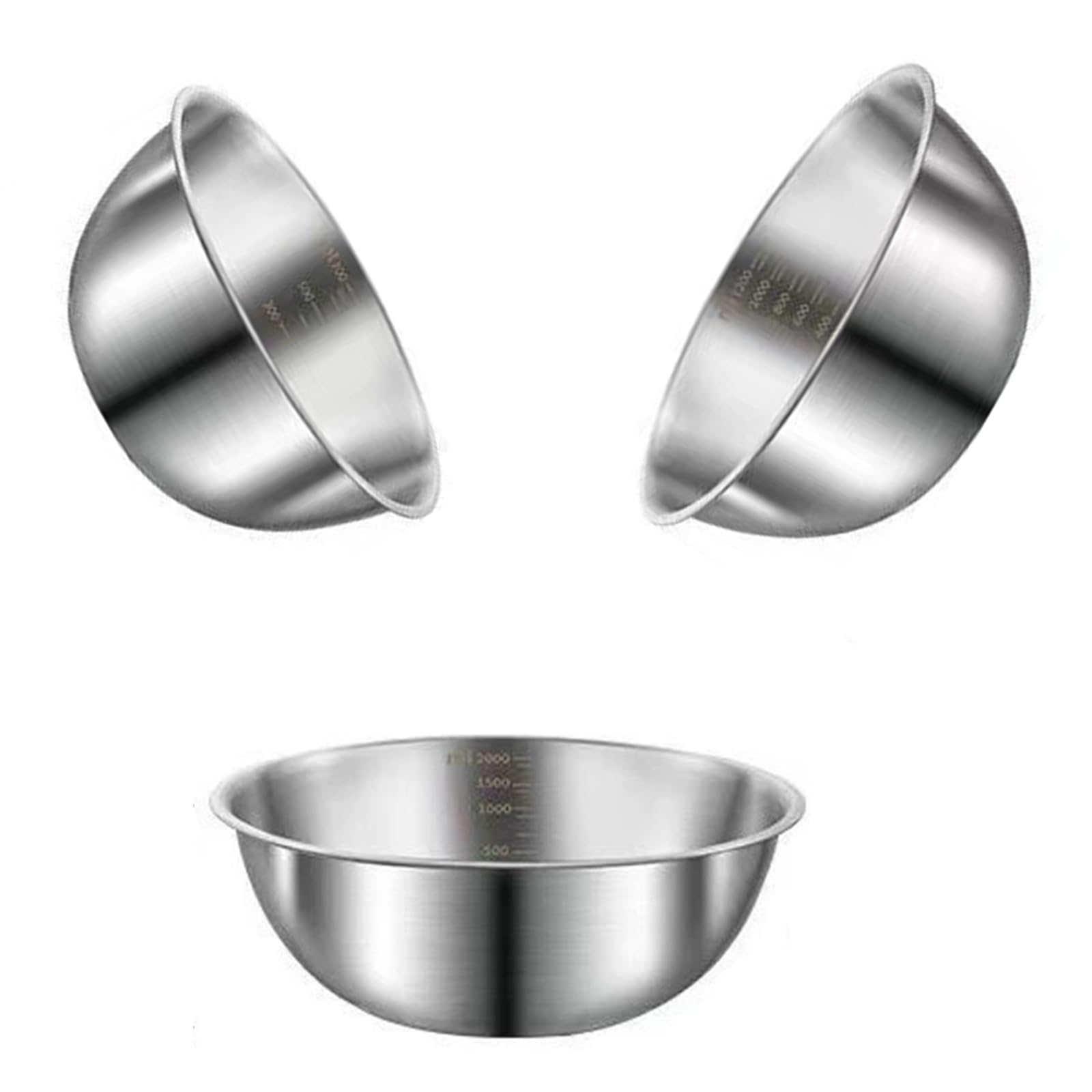 TQUXNGA Premium Stainless Steel Mixing Bowl Set with Measurement Markings for Baking Pastries and Cooking Use Kitchen Accessory Strong Mixing Bowls