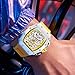 Imagen de RORIOS Relojes de Pulsera Tonneau para Hombres Reloj Moda Analógico Cuarzo Relojes Deportivo Correa de Silicona Reloj Luminoso Fecha Amarillo