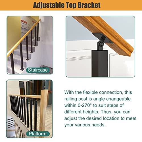 Rampe d'escalier extérieur intérieur fer forgé noir balustre garde-corps marches 4 pack - 5