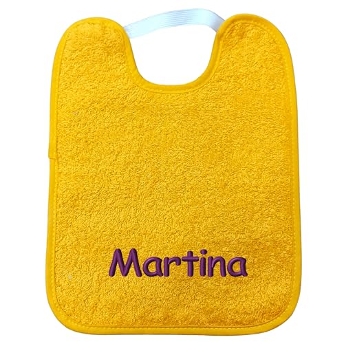 Genérico Babero Guardería personalizable, 24x29 cm, rizo de algodón 100%, plastificado, (Amarillo)