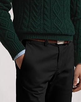 Mens Dress Pants Black Slacks Slim Fit Expandable Waist Flat