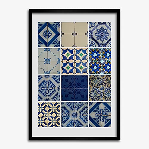 Cadre en bois moderne Tulup 50x70 cm carreaux portugais pour habiller un mur vide sans travaux