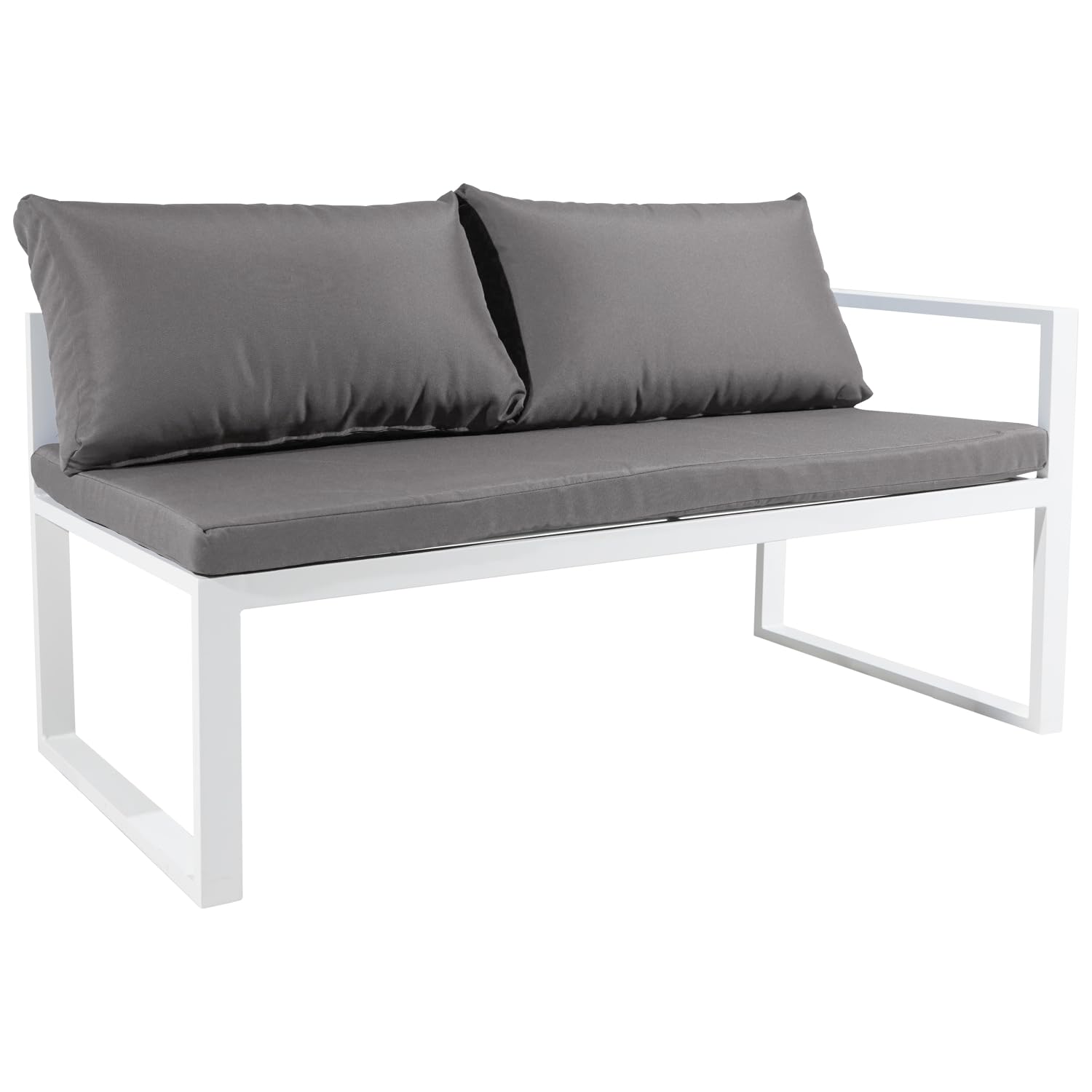Happy Garden Salon de Jardin modulable Ibiza en Tissu Gris 4 Places - Aluminium Blanc