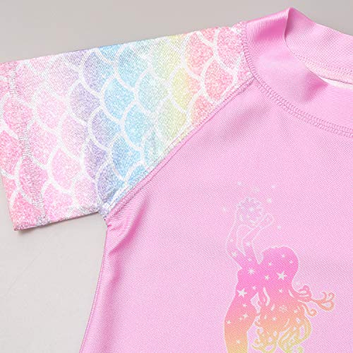 QPANCY Rash Guard for Girls Swimwear 2-Piece Mermaid Unicorn Swimsuit UPF 50+ UV4