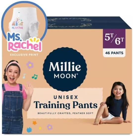 Millie Moon Training Pants Softness for Ultimate Comfort & up to 12 Hours of Leak Protection. Size 5T-6T - 46 Count.