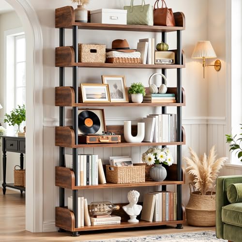 Aheaplus 6-Tier Adjustable Open Bookshelf