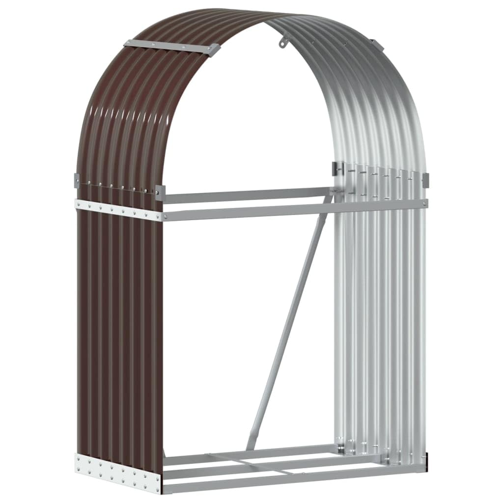 Vidaxl Brown Log Holder, Firewood Rack For Fireplace Storage Room, Log Store For Wood Burner Wrought, Wood Storage, Galvanised Steel