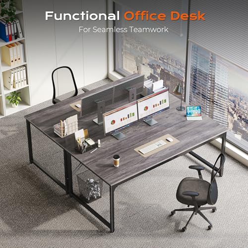 Image of PRAISUN 63 X 29.5 Inch Computer Desk with Deeper Desktop, Gaming Office Writing Work Desk for Home Office, Study, Bedroom, Work from Home, Metal Frame, Grey
