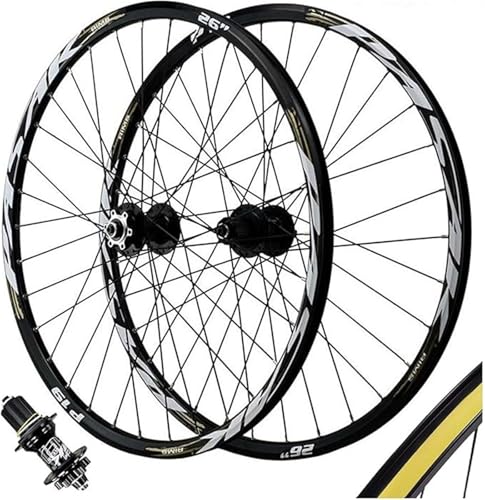 Paire de roues vélo de montagne 26 pouces jante aluminium frein disque QR 9mm 7-12 vitesses