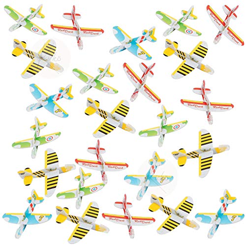 Kicko Mini Foam Airplane Glider - 24 Pieces Colorful Flying Plane - Perfect for Indoor, Outdoor and Open-Air Activities, Game on Summer Vacation, Field Trip, Play Parks, Stocking Stuffers and Fillers