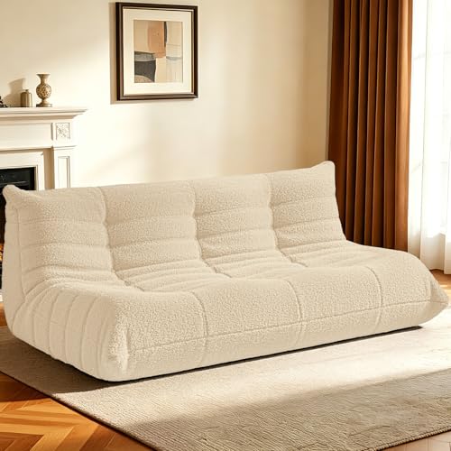 Image of HABUTWAY Bean Bag Chairs Fireside Lazy Floor Sofa,3 Seater,Khaki
