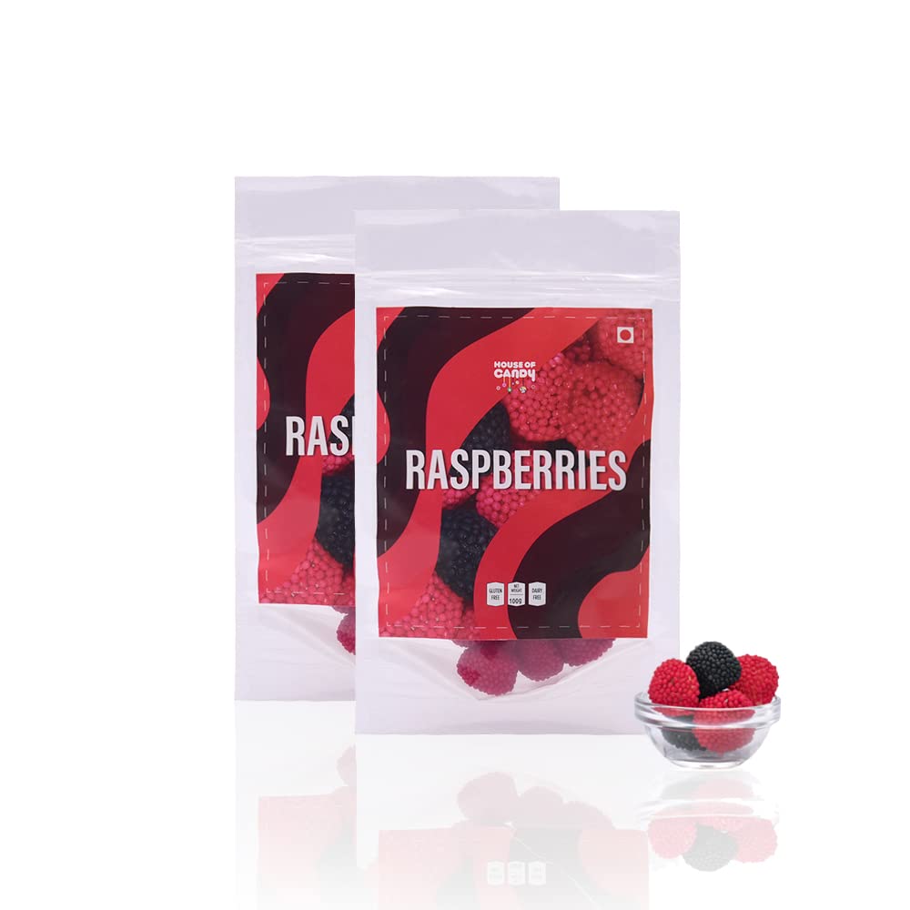House of Candy Raspberry – Red & Black Jellies with Sugar & Jelly Coating, Gummy Treats with Juicy Berry Flavour - 100gm (Pack of 2) (B0B31V2JQ7) Amazon Price History, Amazon Price Tracker